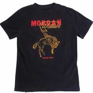 Kids Morgan Wallen Black Graphic Tee with Red & Gold Print